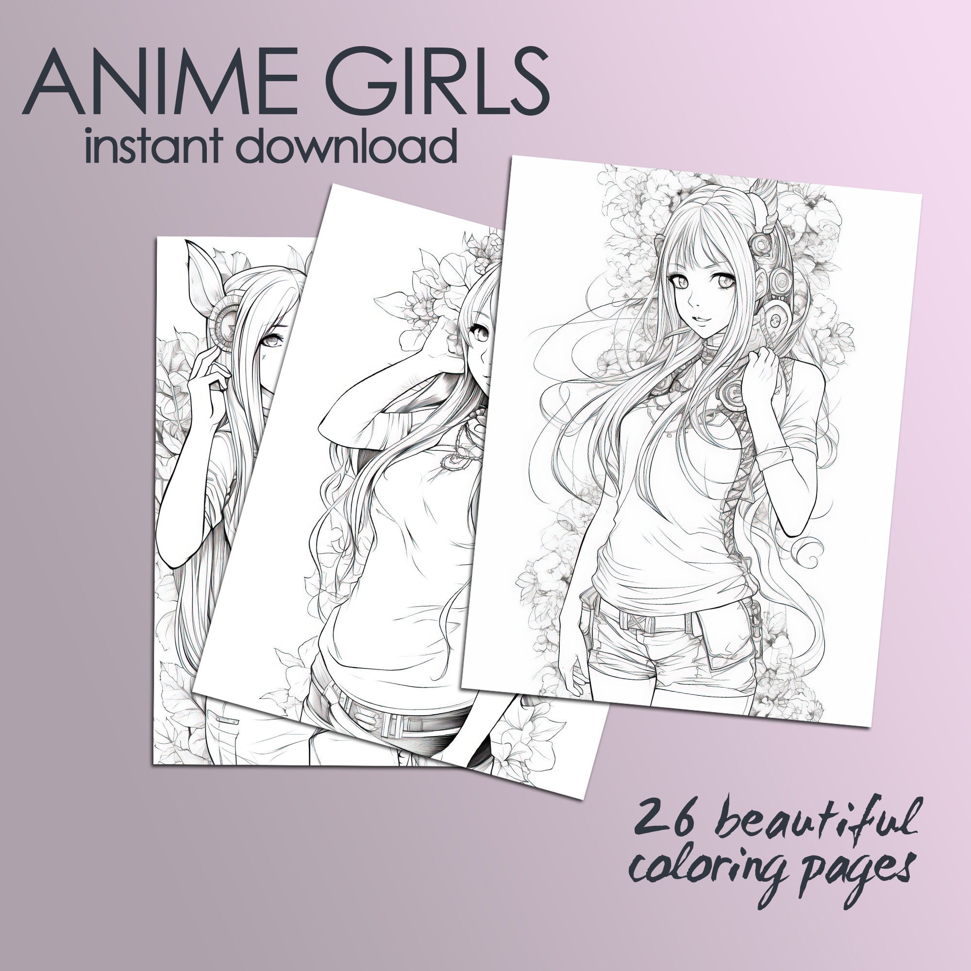 Coloring Pages for Adults and Teens, Anime Coloring Book, Coloring ...