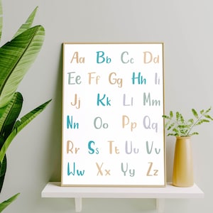 Watercolor ABC Poster: Pastel Alphabet Nursery Wall Art (Digital Download)