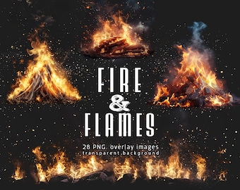 Fire Overlays: Flame Textures, Bonfire Effects (PNG, Digital Download)