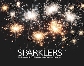 Sparkler Effect Overlay, Glitter Firework, PNG JPG Image Set (Digital Download)