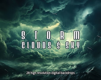 Fondos digitales de nubes de tormenta, fondo digital de cielo para Photoshop, fondo de cielo dramático, arte digital inspirado en la naturaleza, lienzo de cielo tormentoso