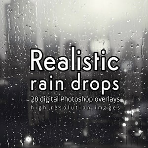 Realistic Rain Photoshop Overlays: Moody Photography Enhancements (Digital Download)