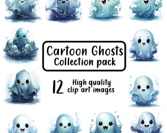 Halloween Ghost Clip Art, Kid-Friendly Graphics (JPG Digital Download)
