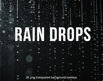 Raindrops overlay, PNG Images, Transparent background, Rain Effect, Design Elements, Digital Art, Photoshop, edit, Overlay pack, effect
