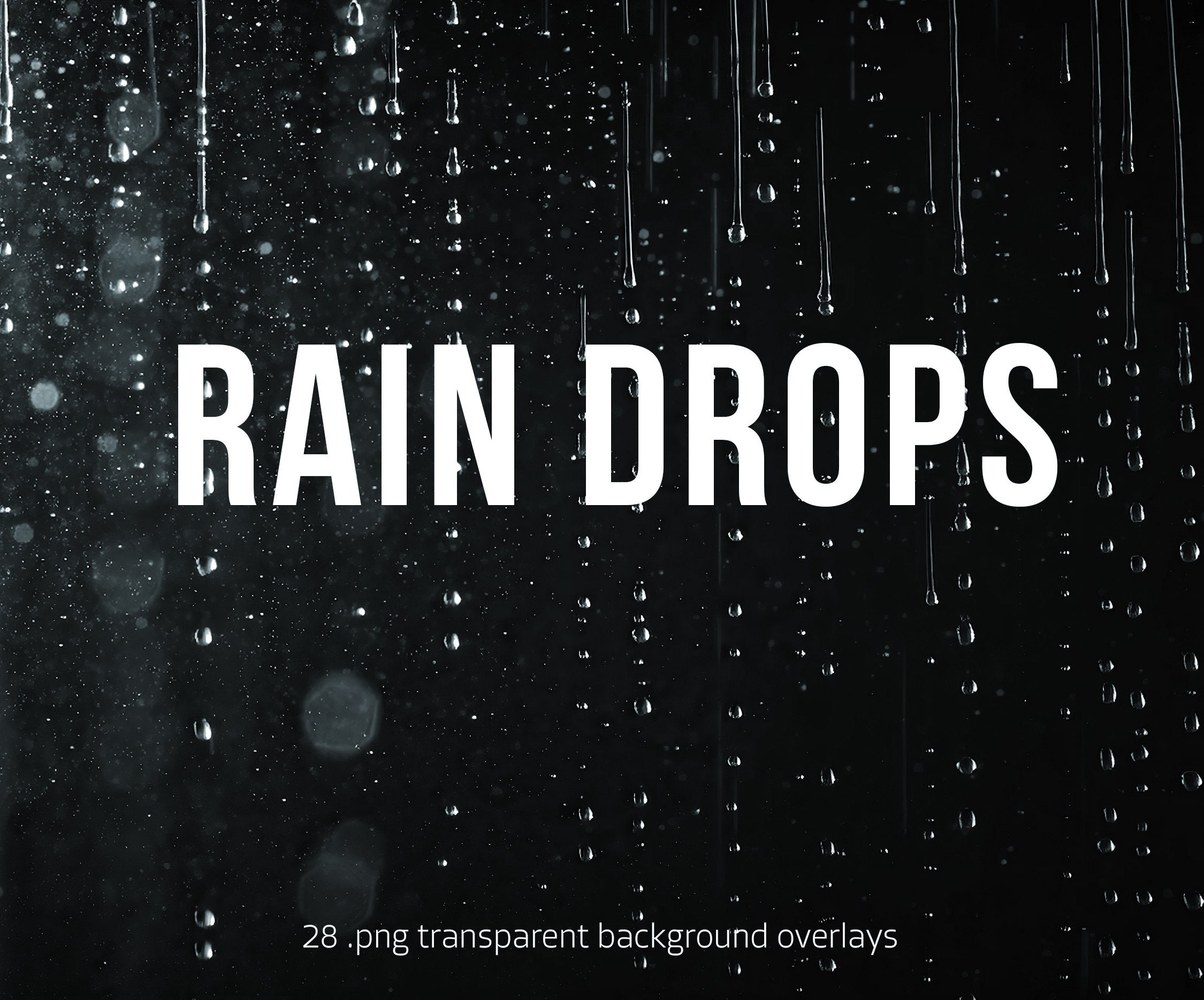 Raindrops overlay, PNG Images, Transparent background, Rain Effect, Design Elements, Digital Art, Photoshop, edit, Overlay pack, effect