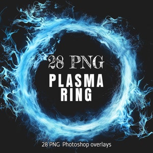 May include: A blue plasma ring effect, a digital graphic overlay for Photoshop. 28 PNG files are included.  28 PNG Photoshop overlays.