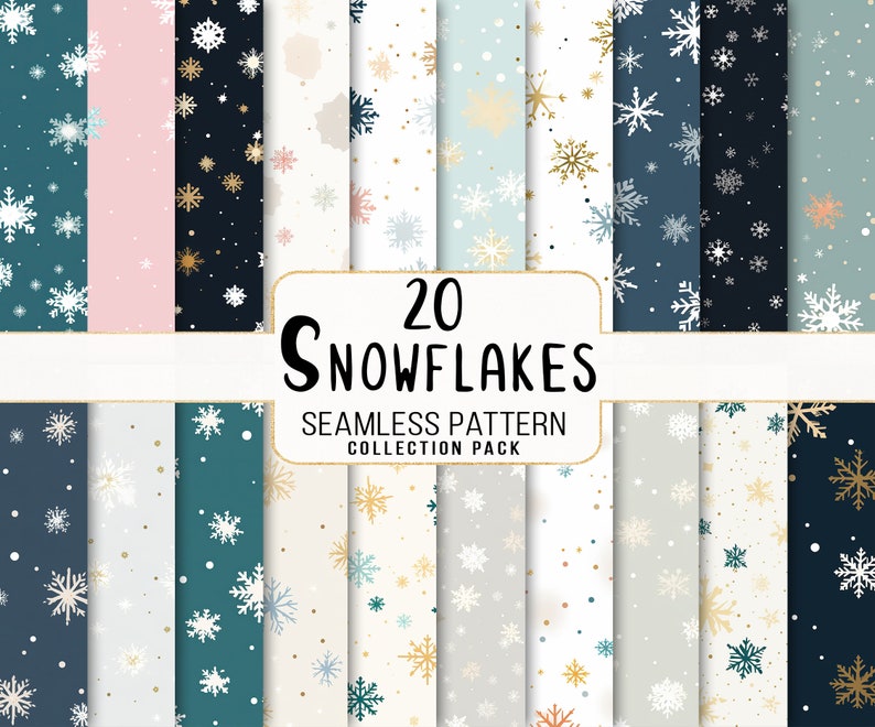 Snowflake Seamless Pattern Digital Paper: Festive Winter Design (JPG ...