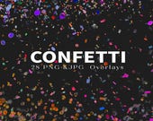 Confetti Photo Overlays: PNG & JPG, Party Effects (Digital Download)