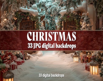 Magic Christmas Winter Photography Backdrops: Festive Holiday Scenes (Digital Download)