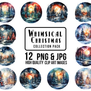 Whimsical Christmas Clipart: Holiday Graphics for Commercial Use (PNG, JPG)