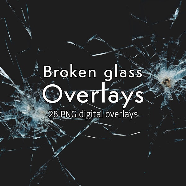 Broken glass overlays, Transparent PNG effects, Photoshop glass texture overlays, Photography enhancements, Shattered glass effects