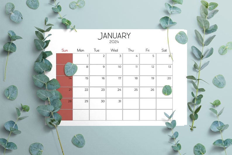 Cute 2024 Calendar Printable, Month at a Glance Planner, Appointment