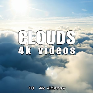 Pode incluir: Uma sobreposição de texto branco em uma foto de nuvens diz "CLOUDS 4K videos 10 4K videosv"