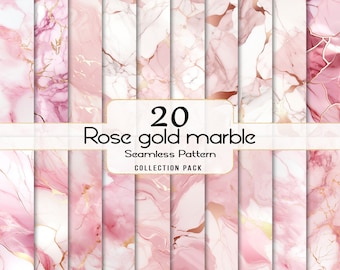Rose Gold Marble Digital Paper: Seamless Pink Texture (Digital Download)