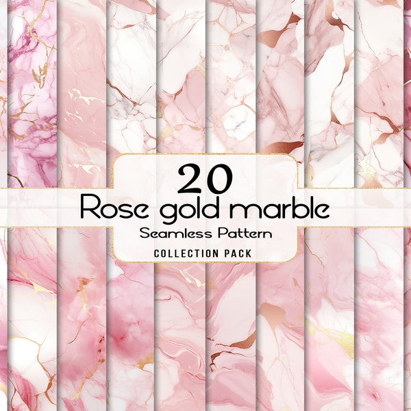 Rose gold marble seamless pattern, Pink marble digital paper, Marble texture background, Rose gold scrapbook materials for commercial use