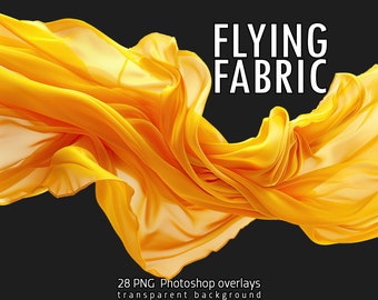 28 Flying Fabric, Overlays Pack, Transparent background, PNG overlays, Digital illustration, Fabric design,  Fabric Clipart Set, Realistic