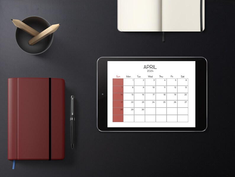 Cute 2024 Calendar Printable, Month at a Glance Planner, Appointment
