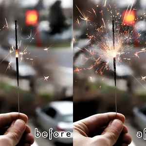 Transparent PNG sparkler overlays for celebratory photo enhancement and design projects. Great for creating New Year’s graphics, birthday invites, wedding photos, or night scene composites with magical spark effects.