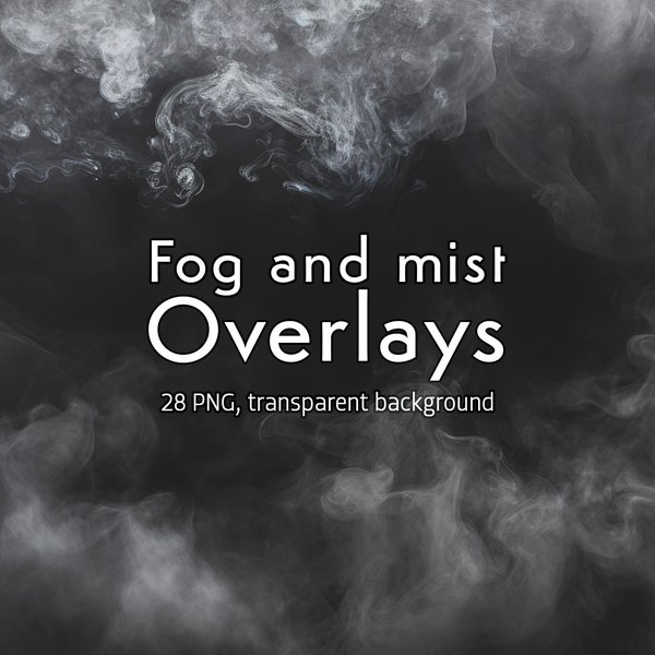 Fog overlays for photography, Mist effect Photoshop overlays, Transparent PNG, Fog textures, Photo enhancement, Misty atmosphere, Fog effect