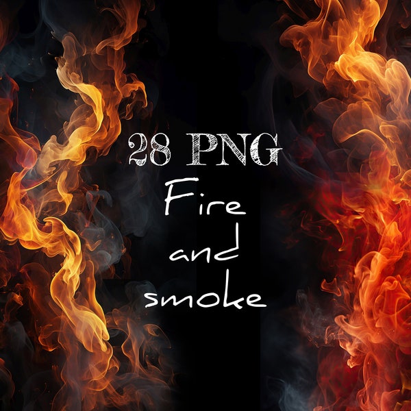 Fire and smoke overlays, PNG on transparent background, Photo effects, Photoshop overlays, Fire texture, Smoke texture, Image enhancement