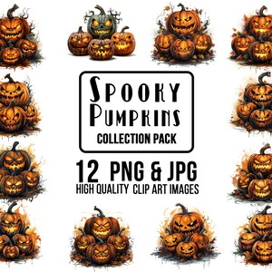 Spooky Halloween Pumpkin Clipart: Commercial Use Graphics (PNG & JPG)