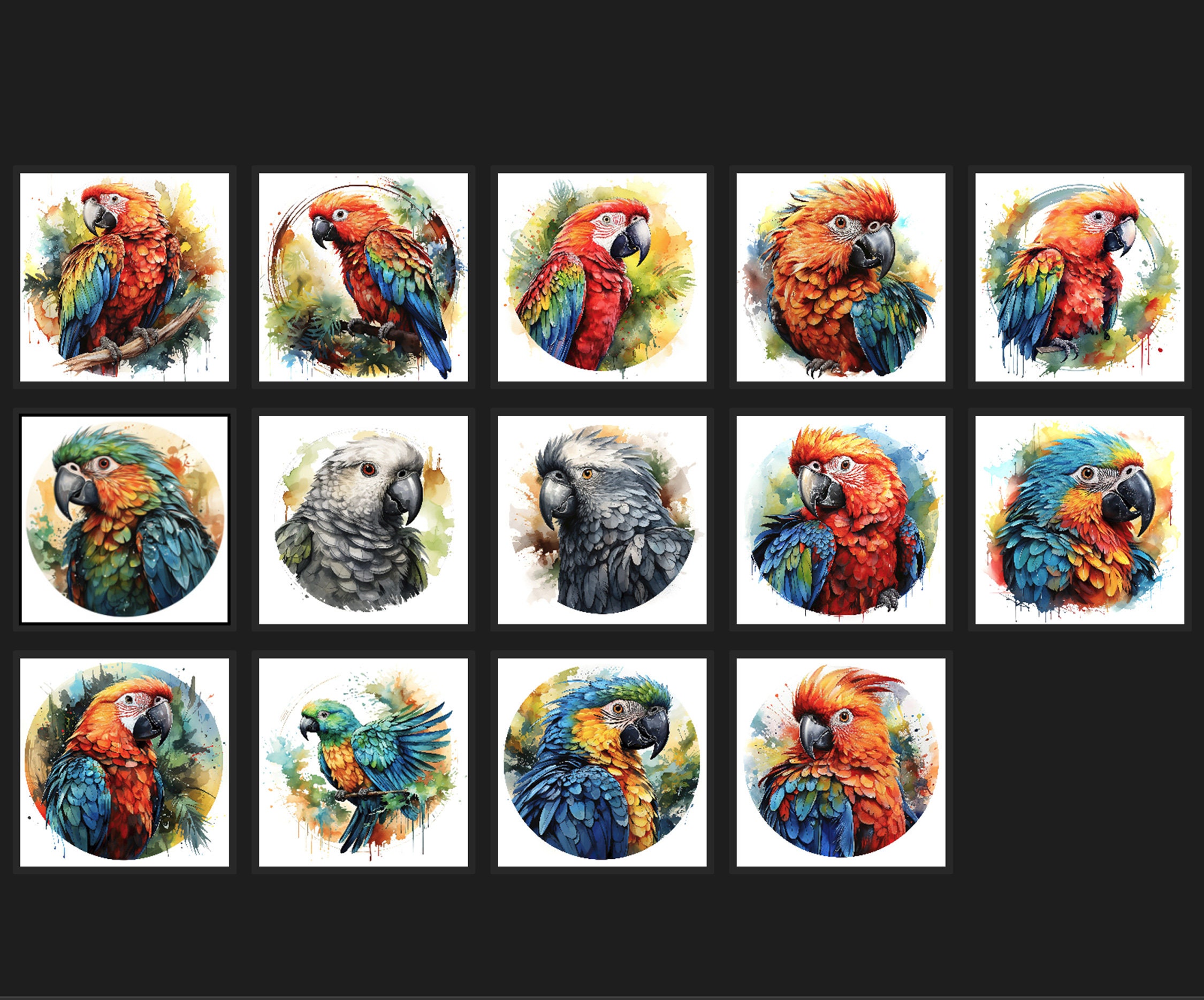Watercolor Parrot Clipart, Tropical Bird Illustrations, Exotic Parrot ...