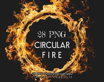 Circular Fire Overlays PNG, Fire Rings & Flame Effects, Fire Circle FX, Burning Ring Overlay, Photoshop Fire Pack, 28 PNG