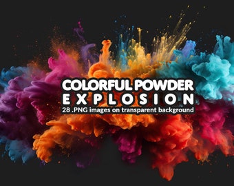 Colorful powder overlays, Dust explosion effects, PNG overlays for Photoshop, Photography enhancements, Dynamic color burst overlays