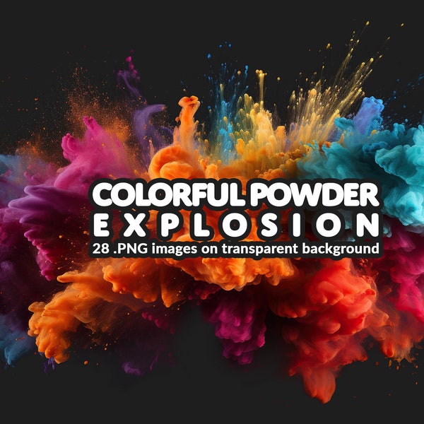 Colorful powder overlays, Dust explosion effects, PNG overlays for Photoshop, Photography enhancements, Dynamic color burst overlays