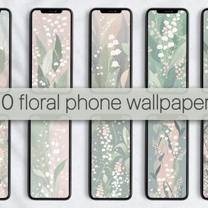 Fondos de pantalla de primavera para teléfono, Fondo de pantalla floral para iPhone, Conjunto de fondos de pantalla minimalistas para smartphone, Fondo estético para iPhone, Lirio de los valles