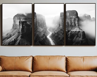 Arizona Canyon Prints: Black and White Desert Landscape Art (Set of 3) (Digital Download)