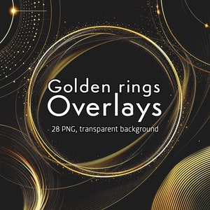 Golden rings overlays, Transparent PNG, Photoshop gold ring effects, Circular lights textures, Photo enhancements, , Glamorous photography