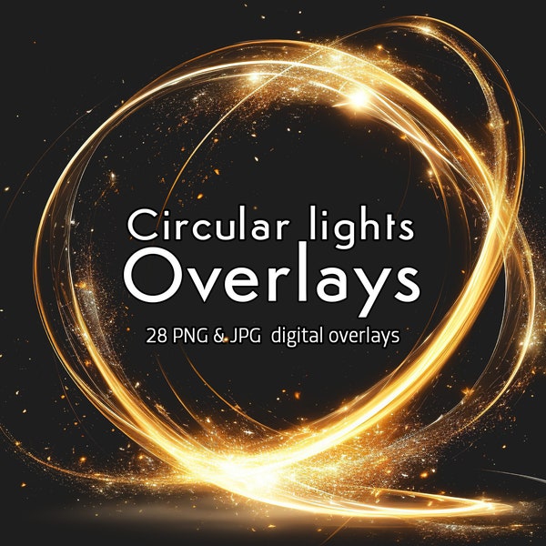 Circular lights overlays, Light ring overlays, Photoshop effects, Circular light textures, Photography enhancements, Portrait photography