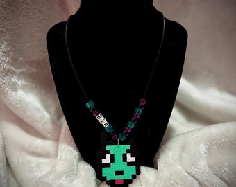 Handmade Invader Zim Gir inspired perler bead pendant necklace ~ Alternative fashion ~ emo jewelry ~ rave ~ scene
