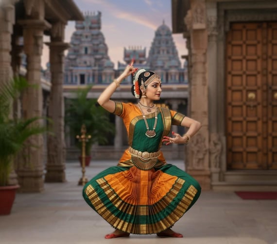 Custom Made SUNPLEAT Bharatanatyam Costume Made to Your Measurements
