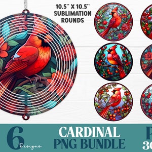 Glasmalerei Kardinal Wind Spinner PNG | Sublimationsrunde