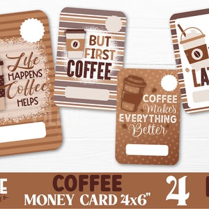 Coffee Money Card 4x6&#39;&#39; Bundle | Money Card PNG