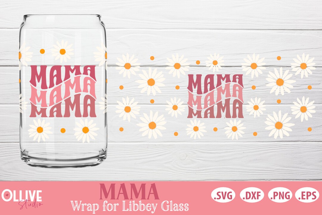 Retro Mama Daisy Wrap for Libbey Can Glass SVG - Etsy