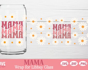 Retro Mama  Daisy Wrap For Libbey Can Glass SVG