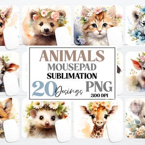 Baby Animals Mouse Pad Sublimation PNG Mega Bundle