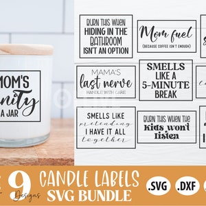 Lustiges sarkastisches Mom Kerzenetiketten SVG Bundle