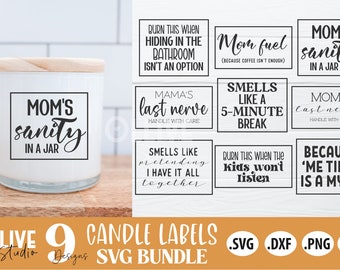 Funny Sarcastic Mom Candle Labels SVG Bundle