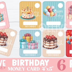 Paquete PNG de tarjeta de dinero de cumpleaños / Tarjeta de dinero imprimible PNG