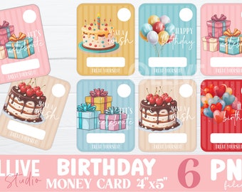 誕生日のお金カード PNG バンドル | 印刷可能なお金カード PNG