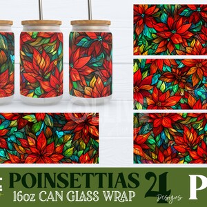 Christmas Stained Glass Can Glass Wrap Sublimation Bundle