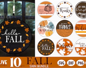 Paquete de señales redondas de Acción de Gracias y Otoño SVG