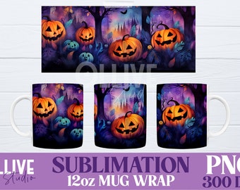 Halloween Pumpkins 12oz Mug Sublimation PNG