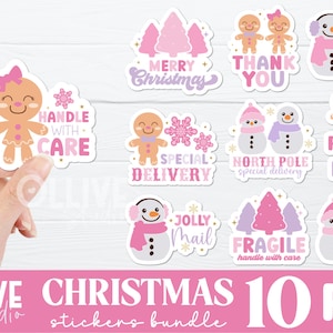 Pacote de PNG de adesivos de pequenas empresas de Natal rosa