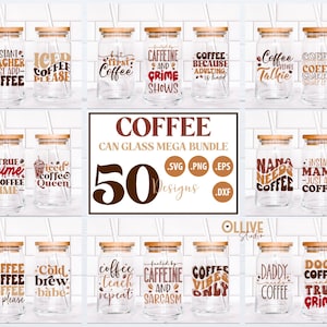 Café peut verre Mega Bundle SVG | Paquet de café drôle SVG