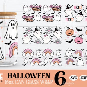Cute Pink Halloween 16oz Can Glass Wrap SVG Bundle